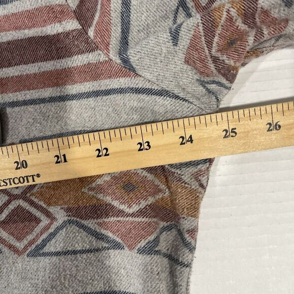 Eddie Bauer Flannel Shirt Men XL Aztec Gray Southwestern Button Down Grey Pocket - Picture 10 of 13